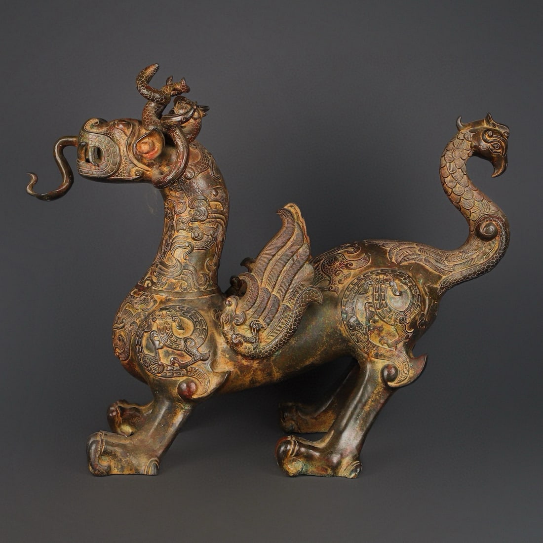 An Exquisite Chinese Bronze Winged Beast (1 of 9)