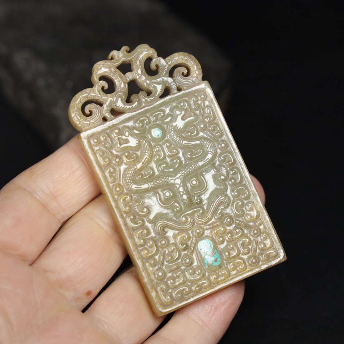 Chinese Natural Jade Carved Pendant: Size: Height 7.8 cm - Width 4.4 cm |Materials: Jade |Time Period: Qing dynasty |Manufactured Date: Qianlong Period |Object: pendant