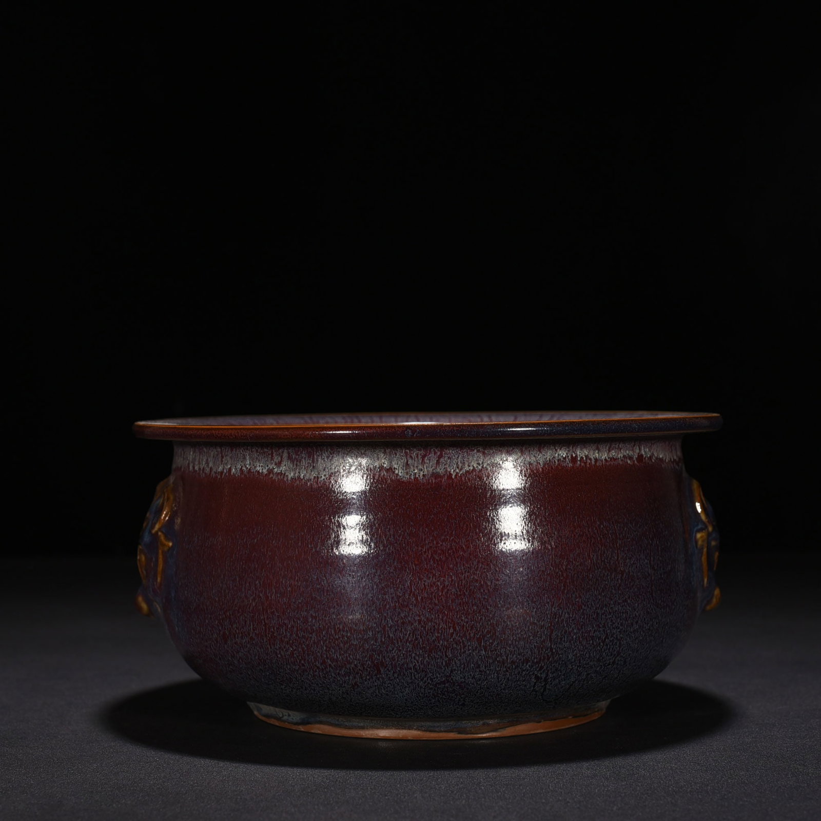 An Exquisite Chinese kiln Yuanfeng first year rose purple glaze animal ear stove: Size: Width 21 cm - Height 10 cm |Materials: Porcelain |Style Dynasty: Song Dynasty |Attribution: 10th-c |Object: bowl