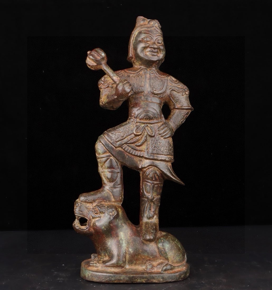 An Exquisite Chinese Bronze Tiger General Statue: Size: Height 39 cm - Width 19 cm |Materials: Bronze |Style Dynasty: Han dynasty |Attribution: 1st to 3rd-C |Object: Bell