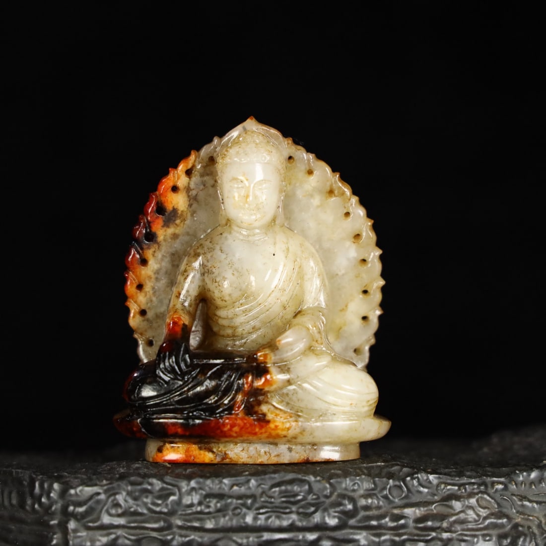 Chinese Natural Jade Carved Buddha: Size: Height 6.6 cm - Width 5.2 cm |Materials: Jade |Time Period: Qing dynasty |Manufactured Date: Qianlong Period |Object: Buddha