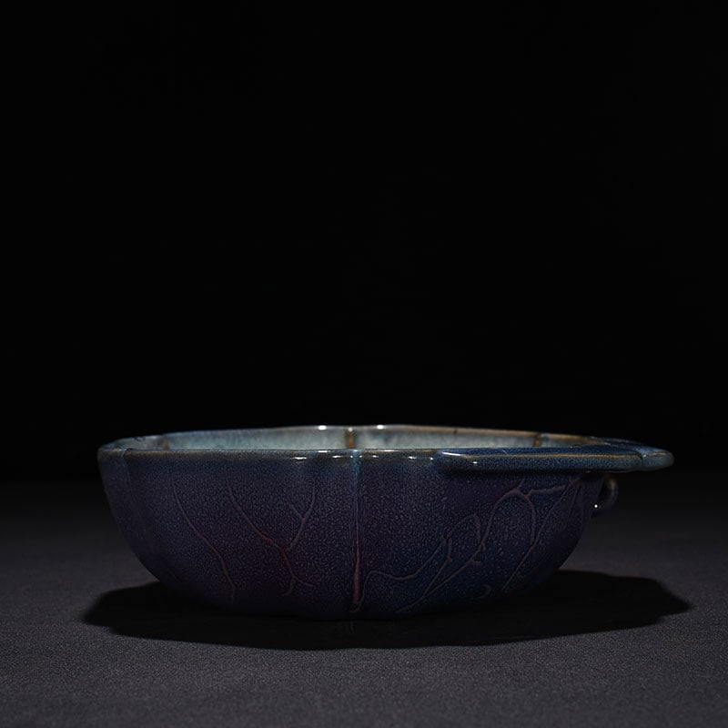An Exquisite Chinese Jun kiln model obsidian rose purple glaze hat and ear washer: Size: Width 22 cm - Height 6 cm |Materials: Porcelain |Style Dynasty: Song Dynasty |Attribution: 10th-c |Object: washer