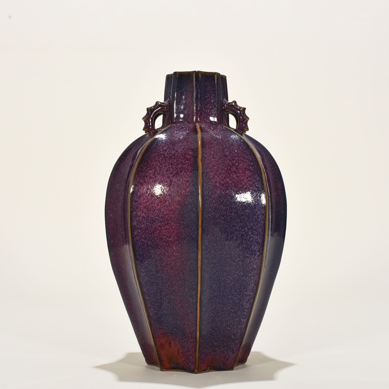 An Exquisite Chinese Jun kiln style rose purple glaze eight-sided plum vase (1 of 8)