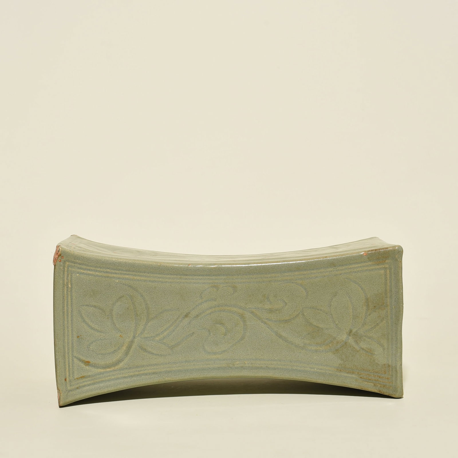 An Exquisite Chinese Longquan Kiln Carved Flower Pattern Square Pillow (1 of 7)