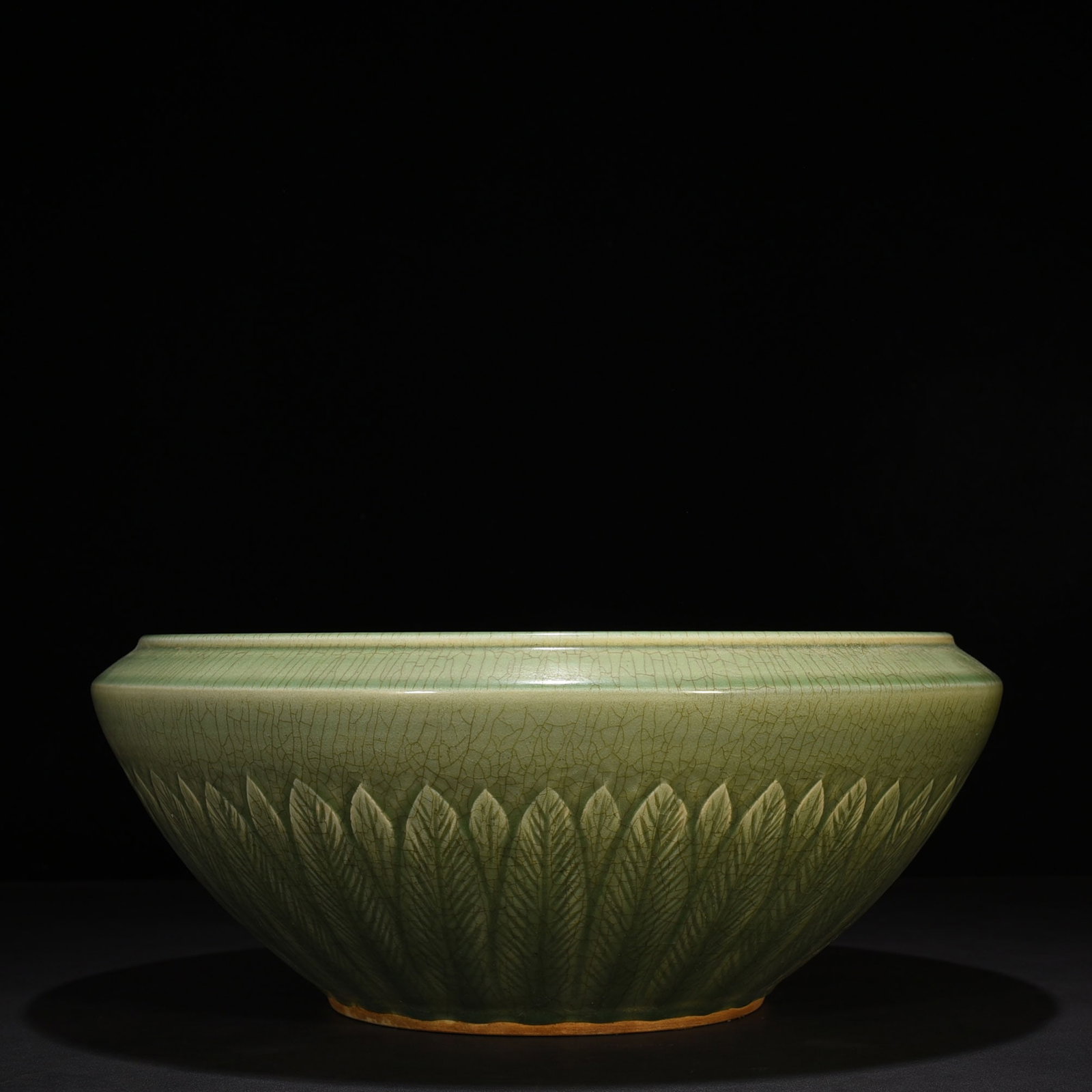An Exquisite Chinese Longquan kiln plum green glaze bowl wit brush wash: Size: Width 45 cm - Height 19 cm |Materials: Porcelain |Style Dynasty: Song dynasty |Attribution: 10th-c |Object: wash