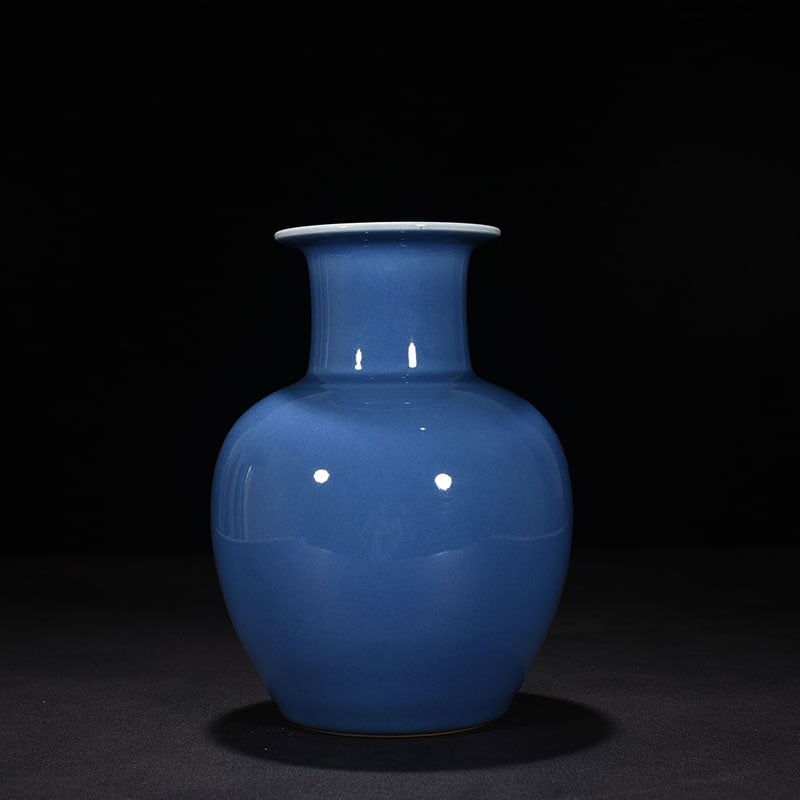 An Exquisite Chinese sky blue glaze dish bottle: Size: Height 24.5 cm - Width 11 cm |Materials: Porcelain |Style Dynasty: Qing dynasty |Inscription: Qianlong Mark |Object: bottle