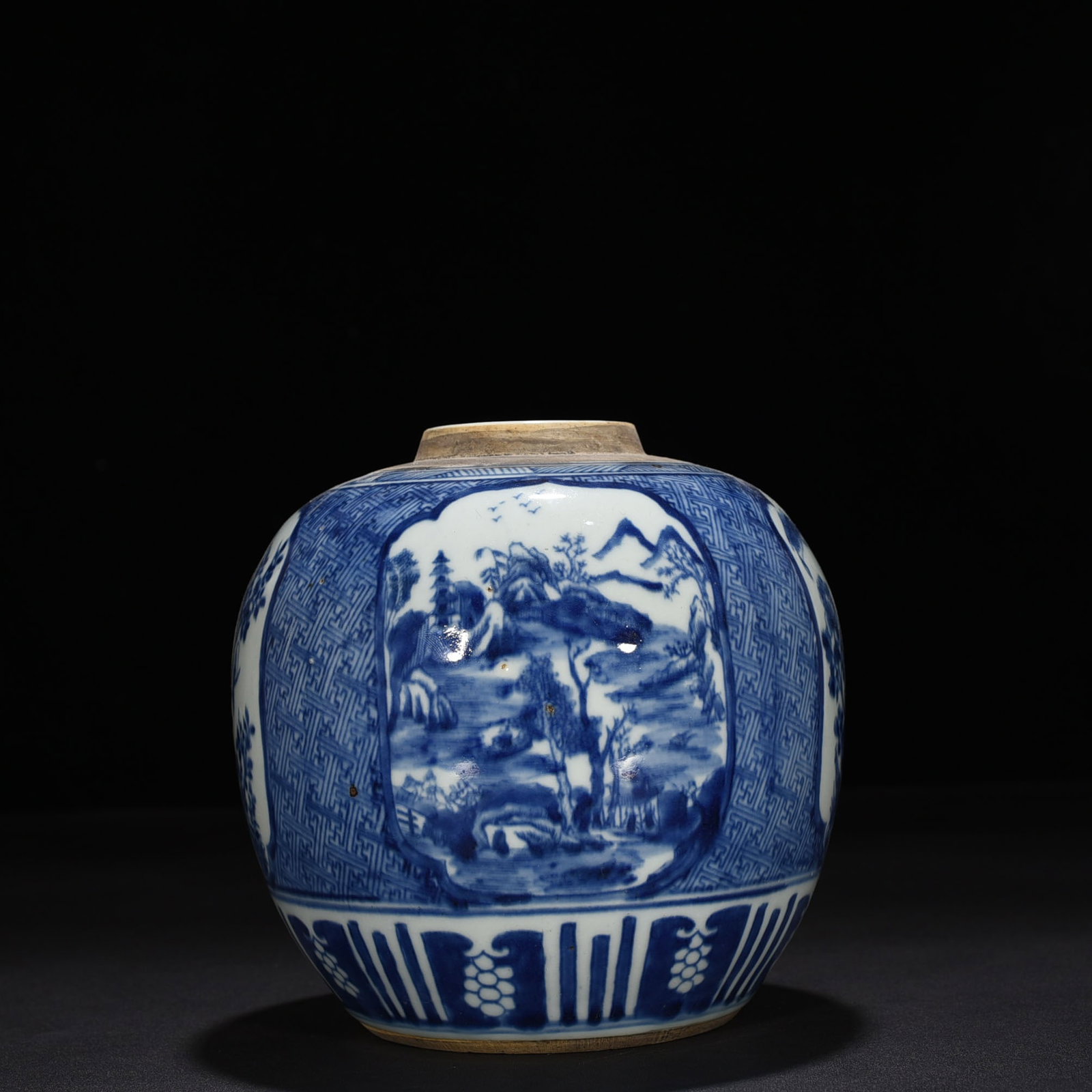 An Exquisite Chineseblue and white flower landscape jar (1 of 7)