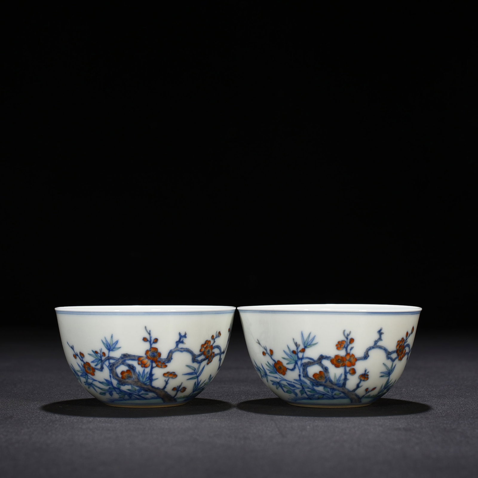 An Exquisite Chinese doucai magpie plum pattern lying foot cup: Size: Width 8.5 cm - Height 4.5 cm |Materials: Porcelain |Dynasty: Qing dynasty |Inscription: Yongzheng Mark |Object: cup