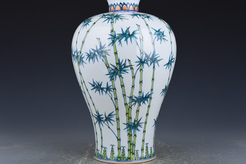 An Exquisite Chinese Doucai Bamboo Pattern Plum Vase - 2