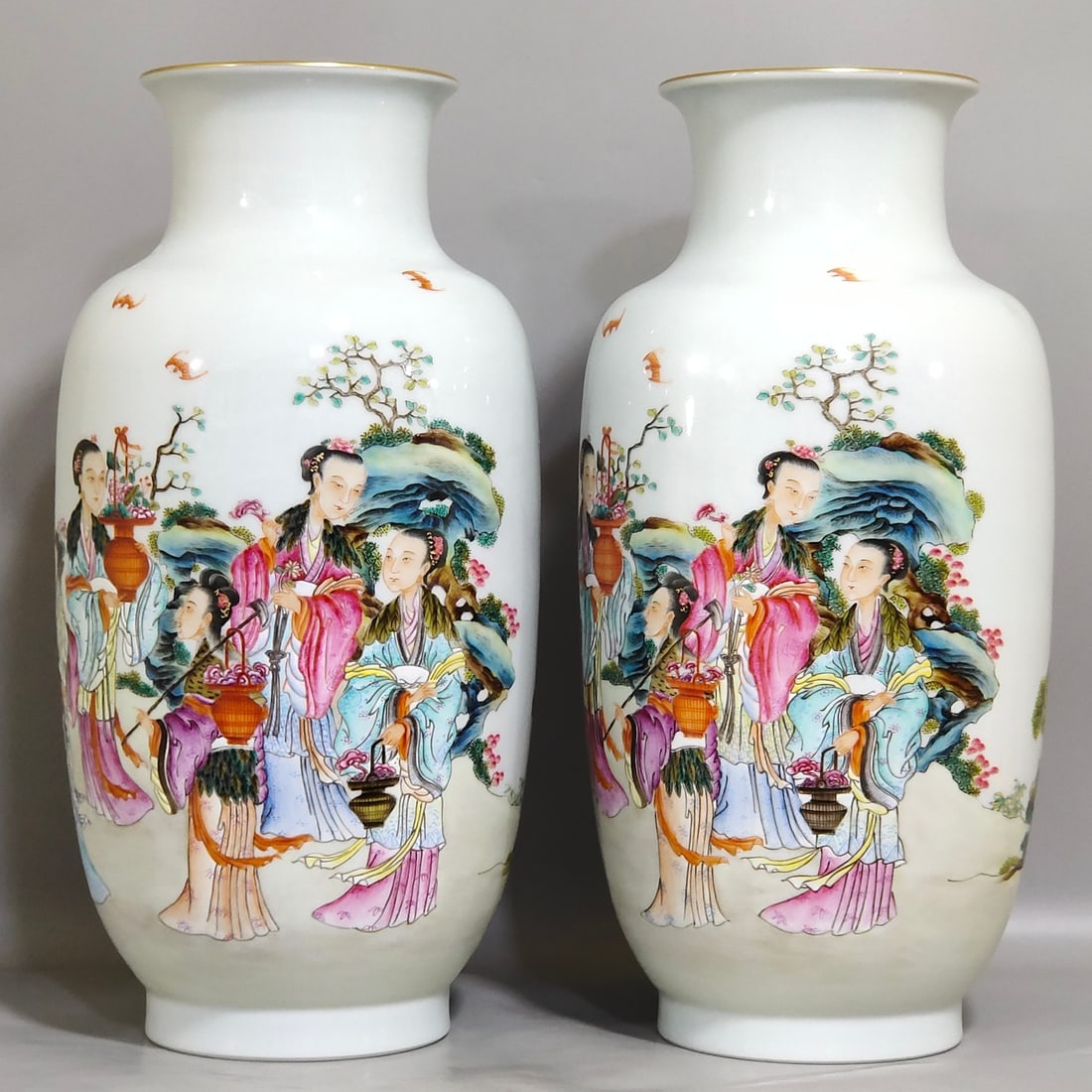 An Exquisite Chinese Seven Fairies Birthday Vase: Size: Height 32.5 cm - Width 15 cm |Materials: Porcelain |Dynasty: Qing dynasty |Inscription: Qianlong Mark |Object: vase
