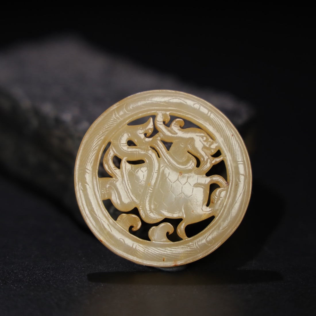 An Exquisite Chinese Natural Jade Carved pendant: Size: Width 5.1 cm - Height 0.4 cm Materials: Jade Dynasty: Qing dynasty Attribution: Qianlong Period Object: pendant