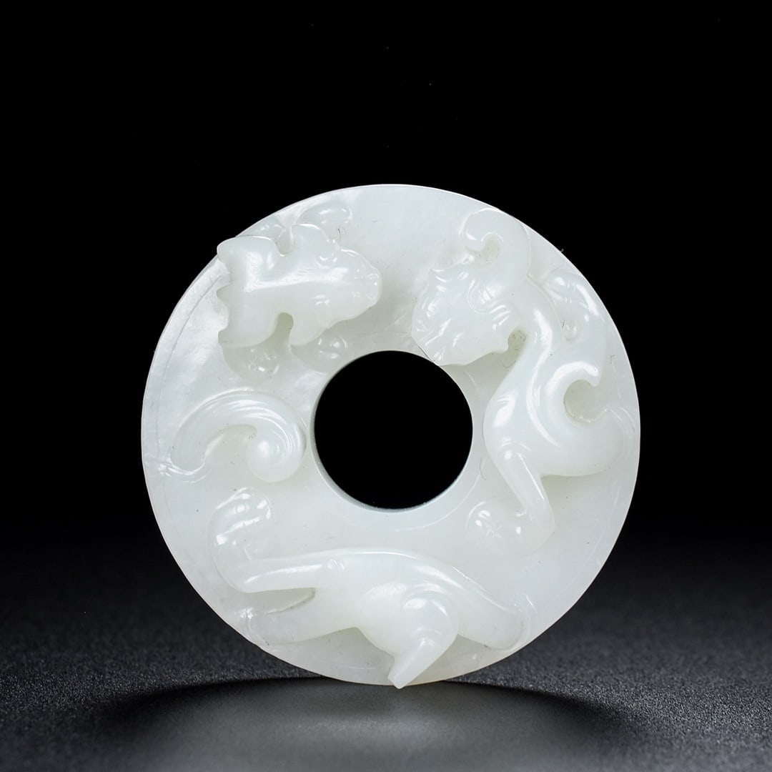 An Exquisite Chinese Natural Jade Carved Pendant: Size: Width 6 cm - Height 1.5 cm Materials: Jade Dynasty: Qing dynasty Attribution: Qianlong Period Object: Pendant