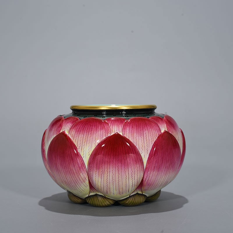 An Exquisite Chinese pastel lotus bowl: Size: Height 8 cm - Widthh 12 cm Materials: Porcelain Dynasty: Qing dynasty Attribution: Qinglong Mark Object: bowl