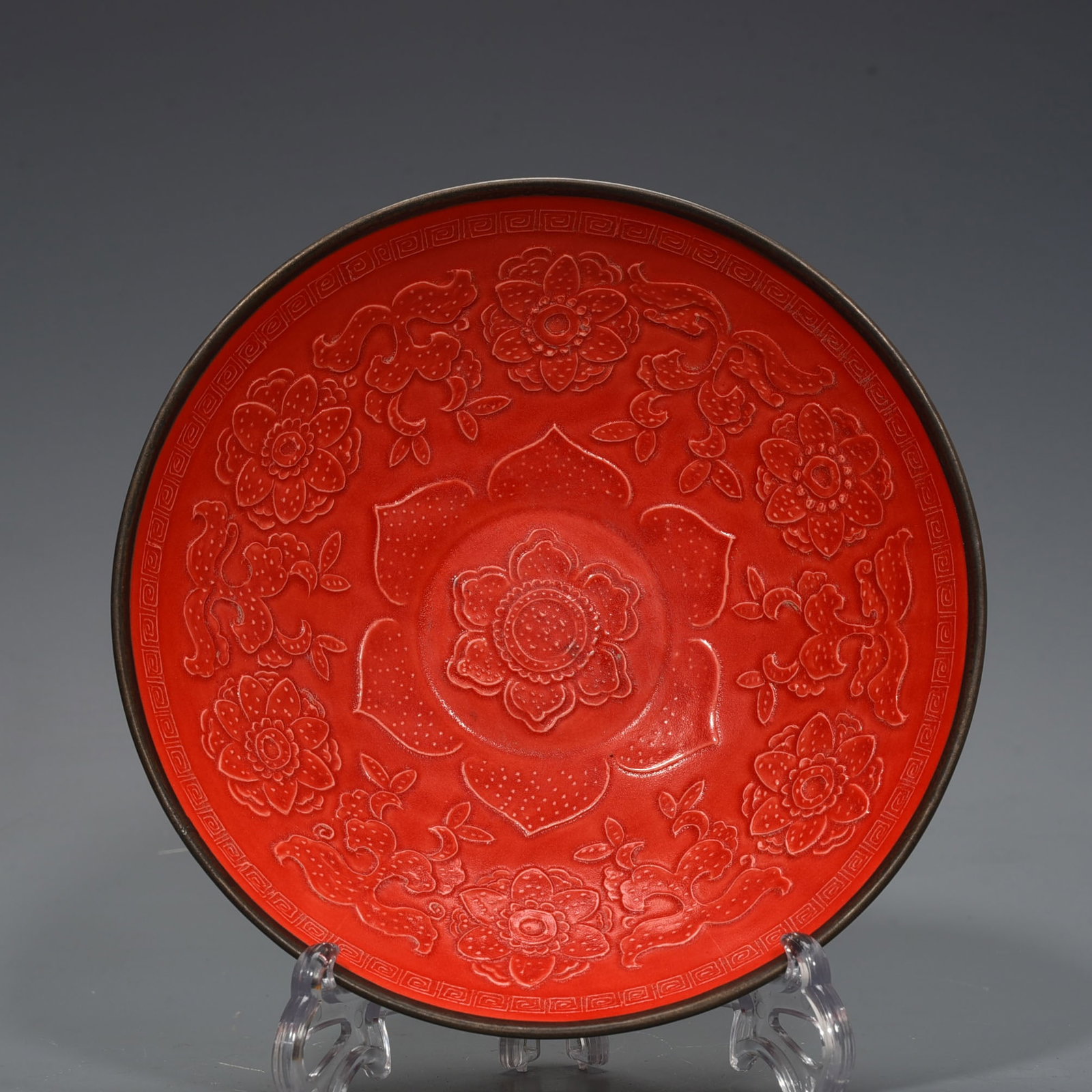 An Exquisite Chinese Ding Kiln red glaze bowl: Size: Height 6 cm - Widthh 21 cm Materials: Porcelain Dynasty: Song Dynasty Attribution: 10th-C period Object: bowl