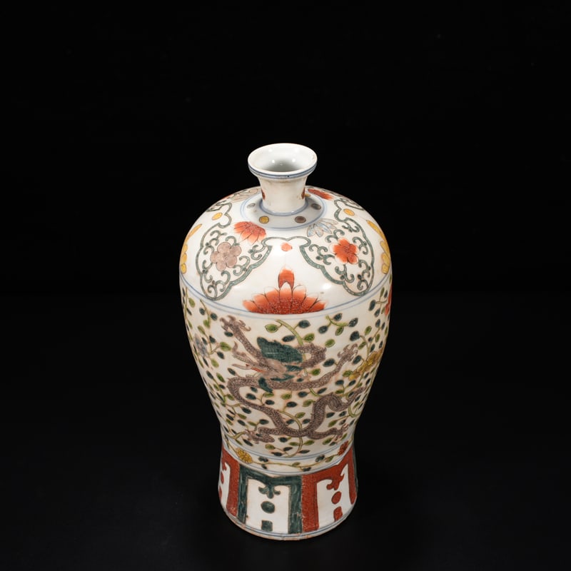 An Exquisite Chinese multi colored dragon pattern plum vase - 7