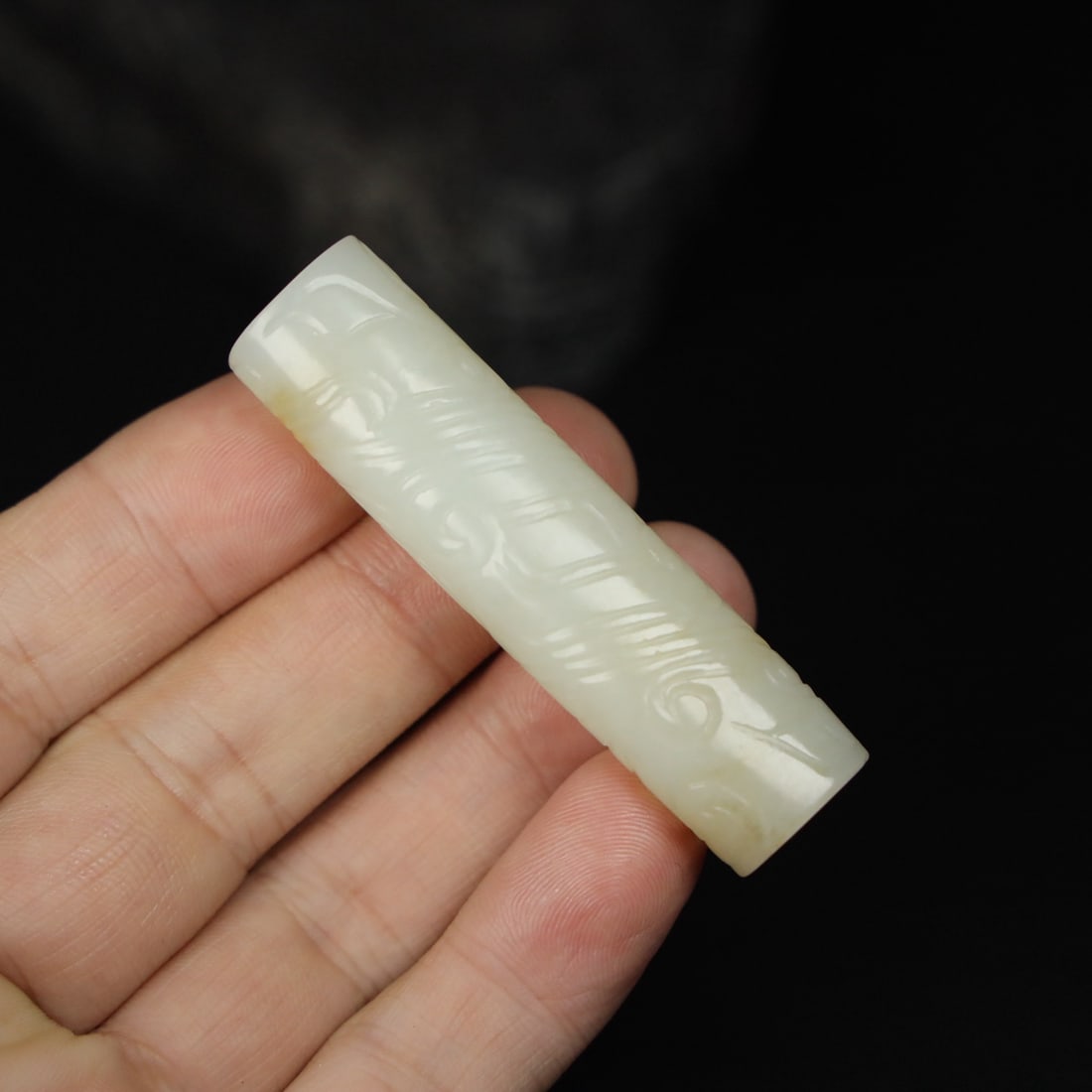 An Exquisite Chinese Natural Jade Carved Ornament: Size: Width 6.3 cm - Height 1.6 cm Materials: Jade Dynasty: Qing dynasty Attribution: Qianlong Period Object: Ornament