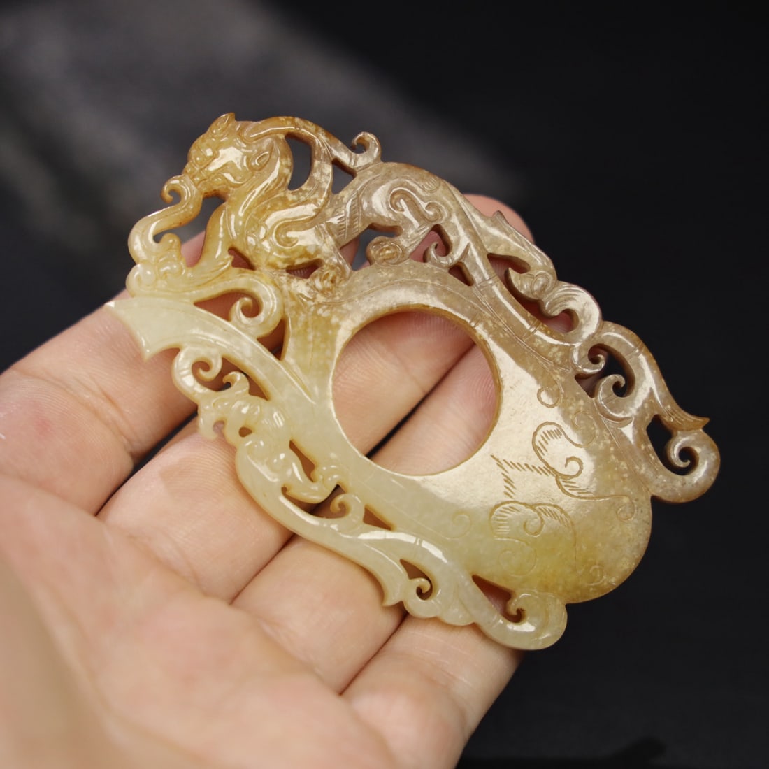An Exquisite Chinese Natural Jade Carved Pendant: Size: Width 8 cm - Height 5 cm Materials: Jade Dynasty: Qing dynasty Attribution: Qianlong Period Object: Pendant