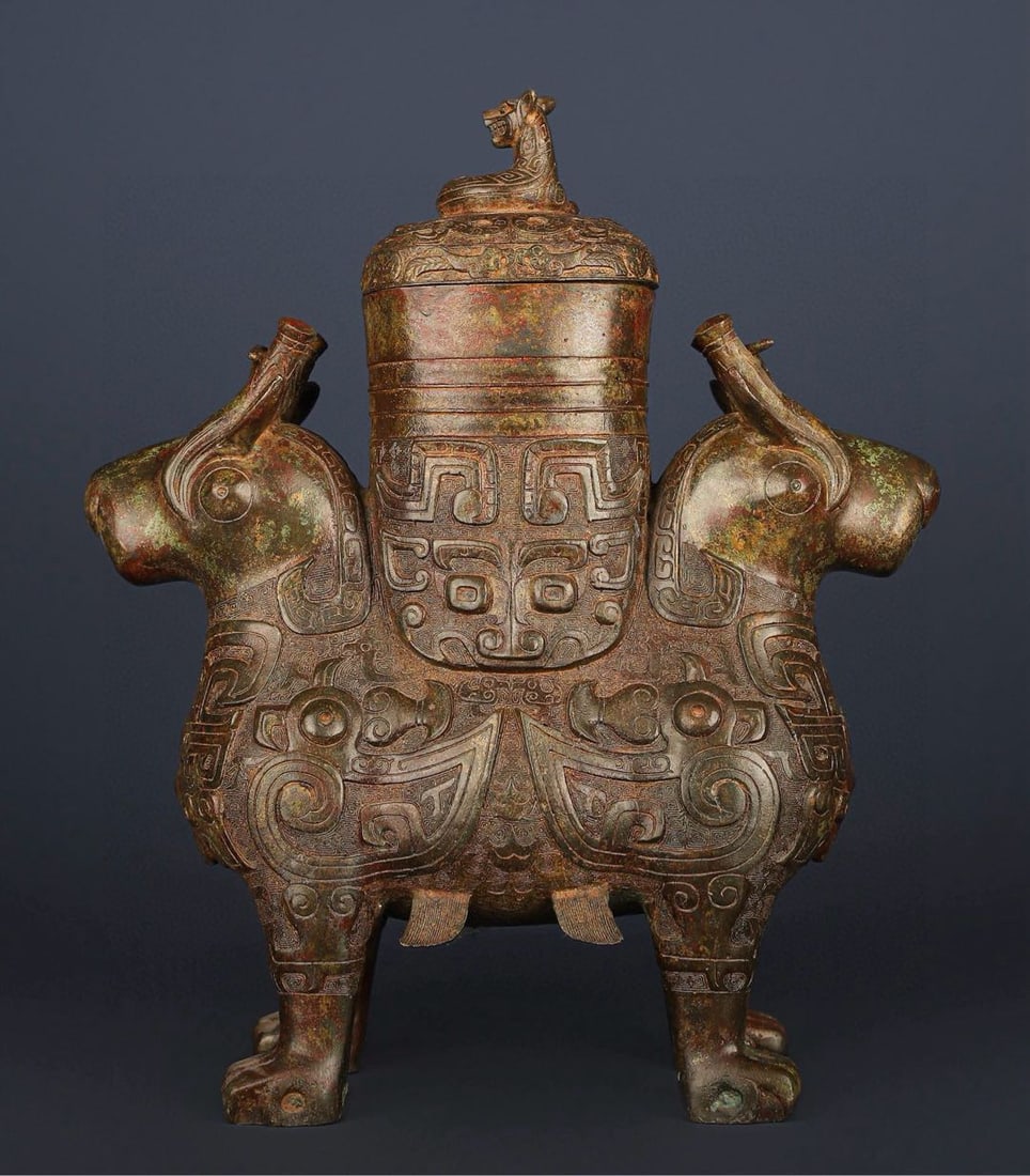 An Exquisite Chinese Bronze Twin Beasts (1 of 9)
