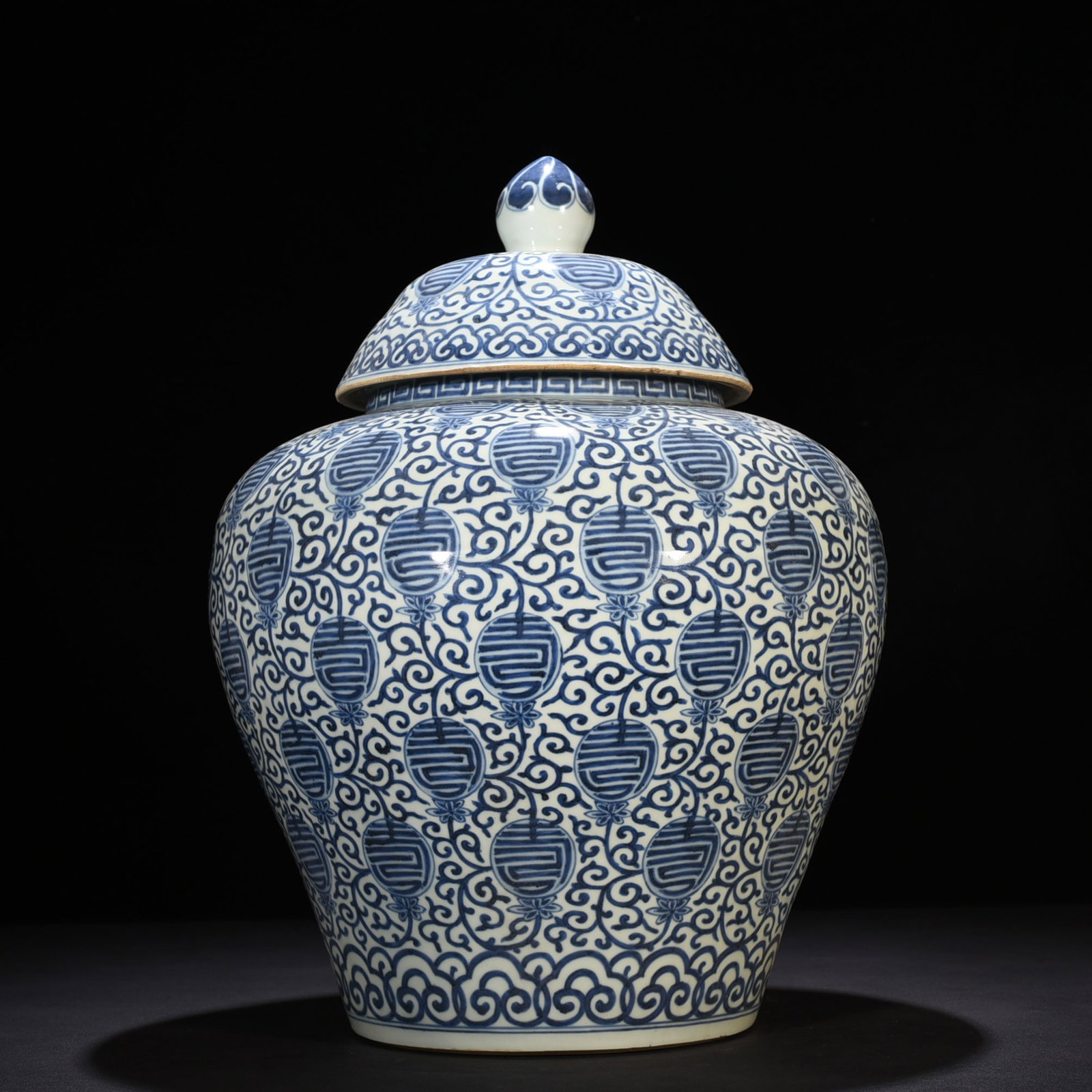 An Exquisite Chinese blue and white general jar: Size: Height 50 cm - Widthh 36 cm Materials: Porcelain Dynasty: Ming Dynasty Attribution: Wanli Mark Object: jar