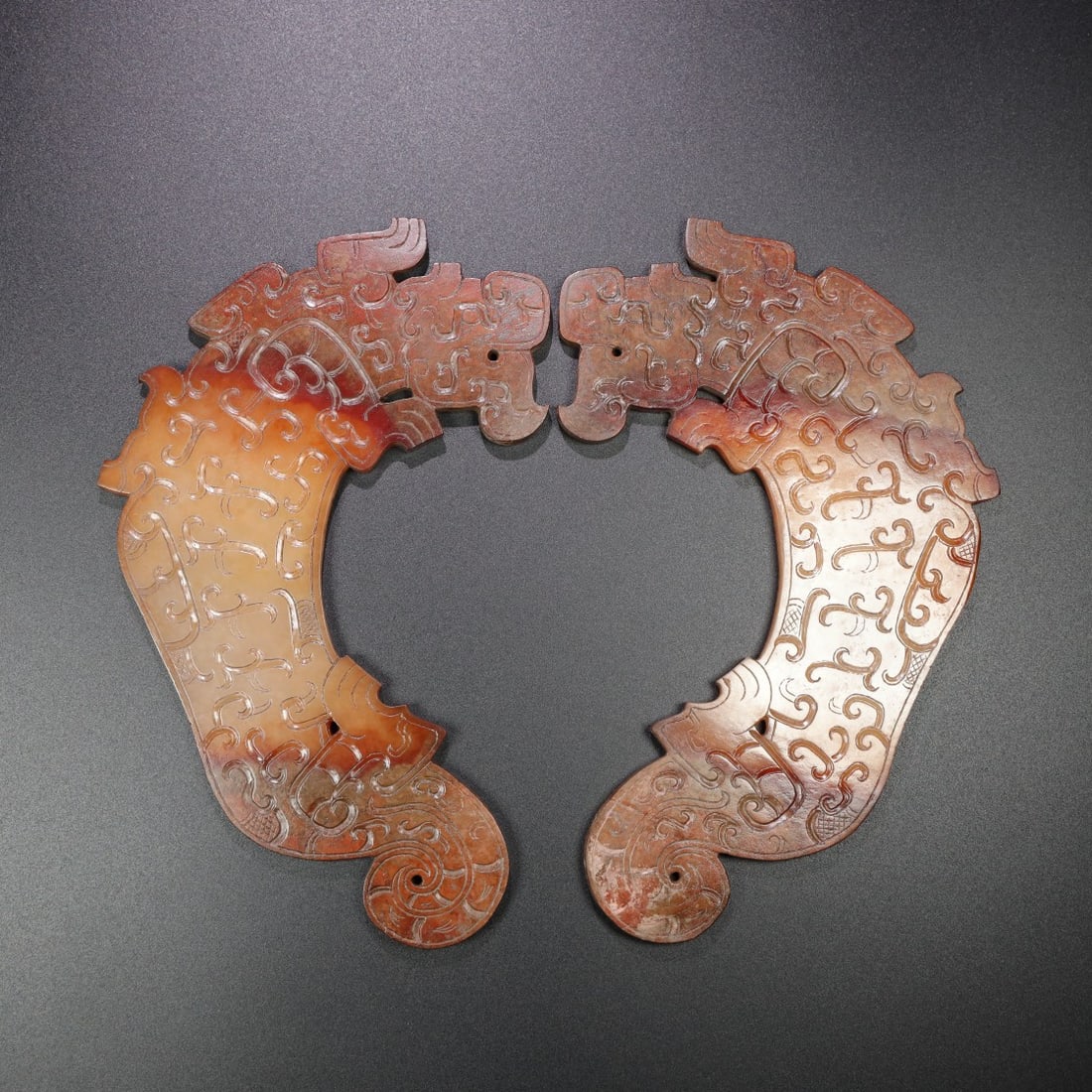 An Exquisite Chinese Natural Jade Carved Dragon Pendant: Size: Width 18 cm - Height 0.5 cm Materials: Jade Dynasty: Qing dynasty Attribution: Qianlong Period Object: Dragon Pendant