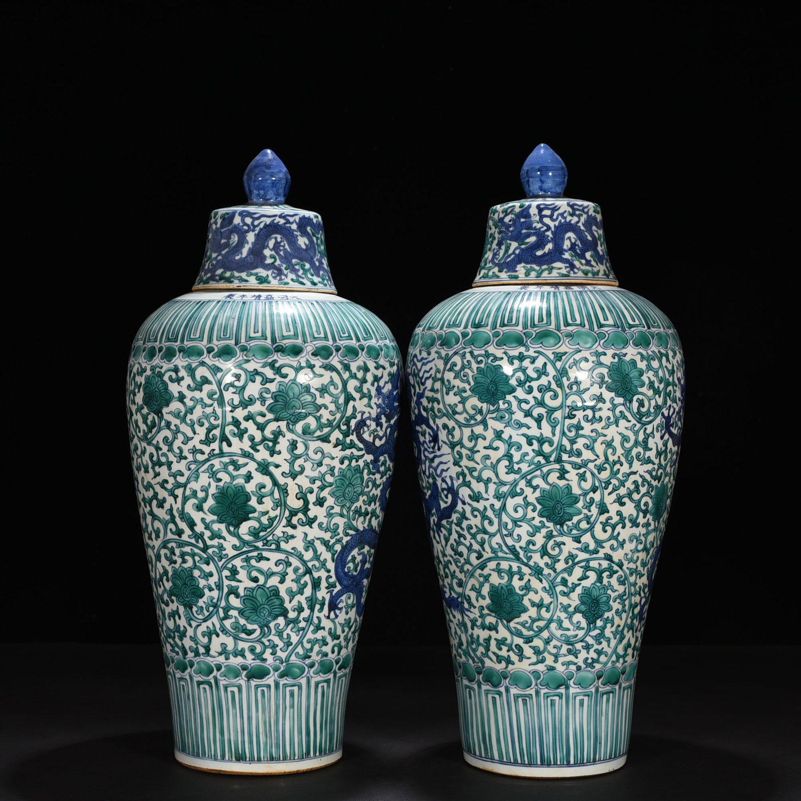 An Exquisite Chinese green color blue and white plum vase (1 of 7)