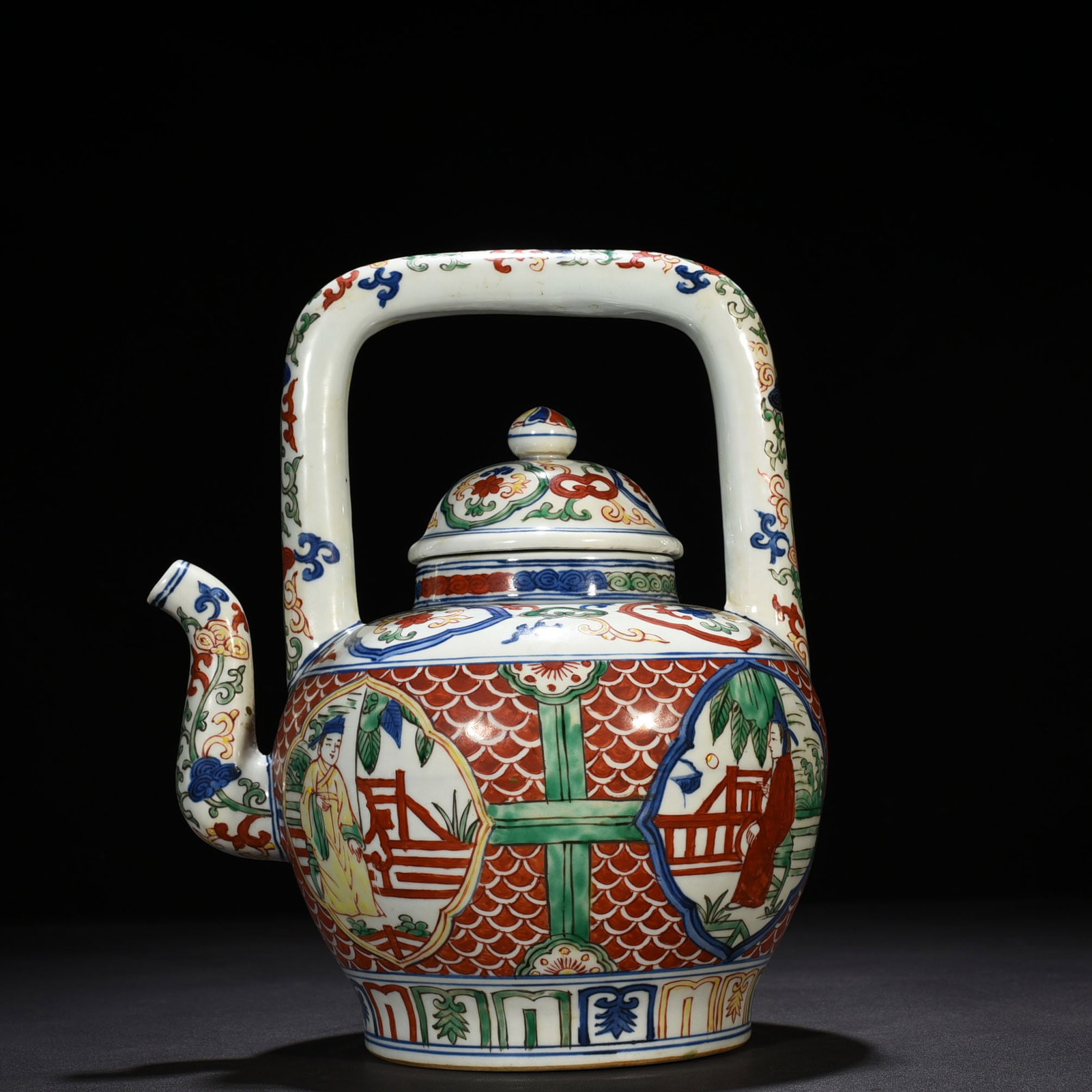 An Exquisite Chinese blue and white handlebar teapot (1 of 9)