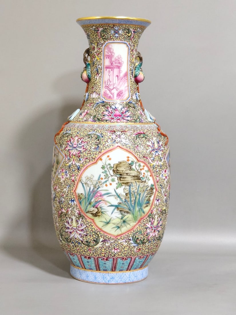 An Exquisite Chinese Gu Yuexuan window flowerAnd bird amphorae (1 of 8)