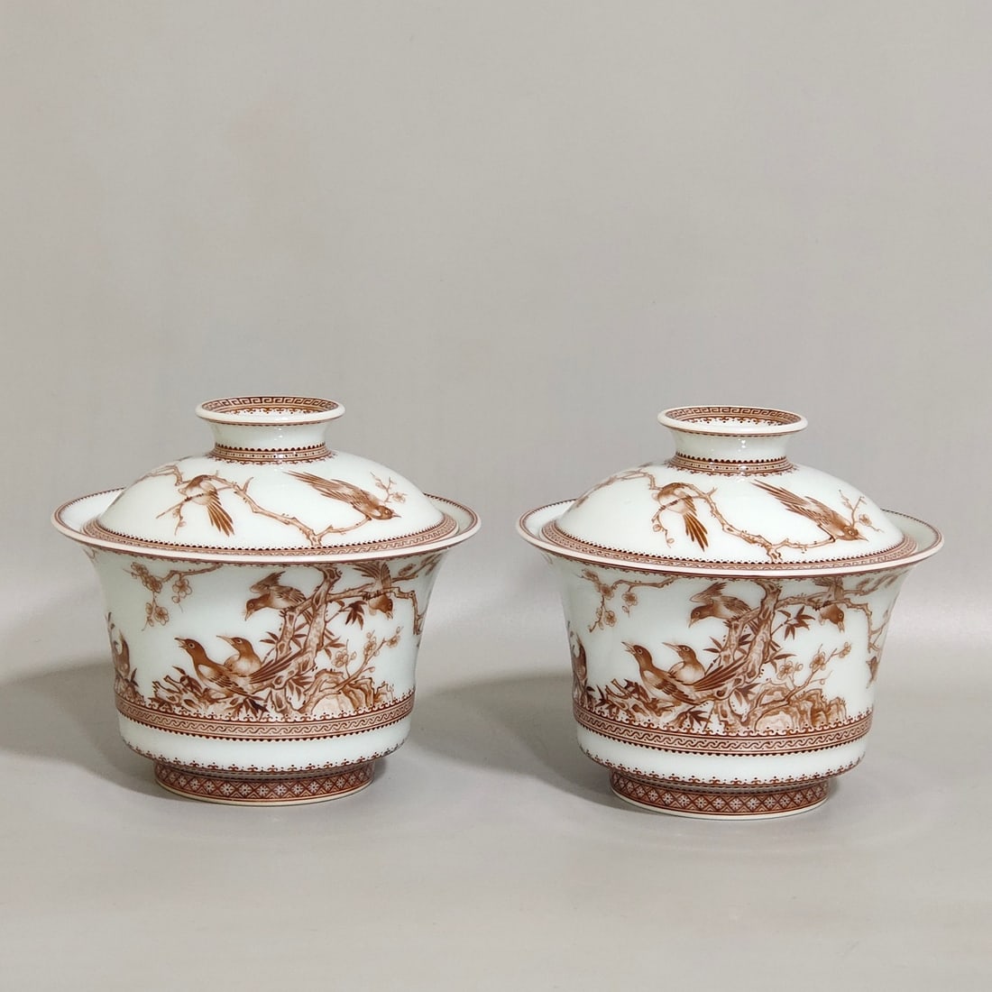An Exquisite Chinese ink color bowl with poems about flowersAnd birds: Size: Width 8.2 cm - Height 7.5 cm Materials: Porcelain Dynasty: Qing dynasty Inscription: Qianlong Mark Object: bowl