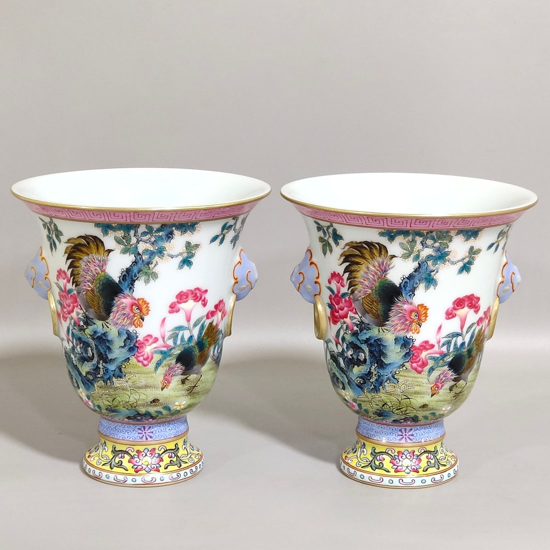 An Exquisite Chinese Famille Rose Porcelain poem two-ear cup (1 of 9)