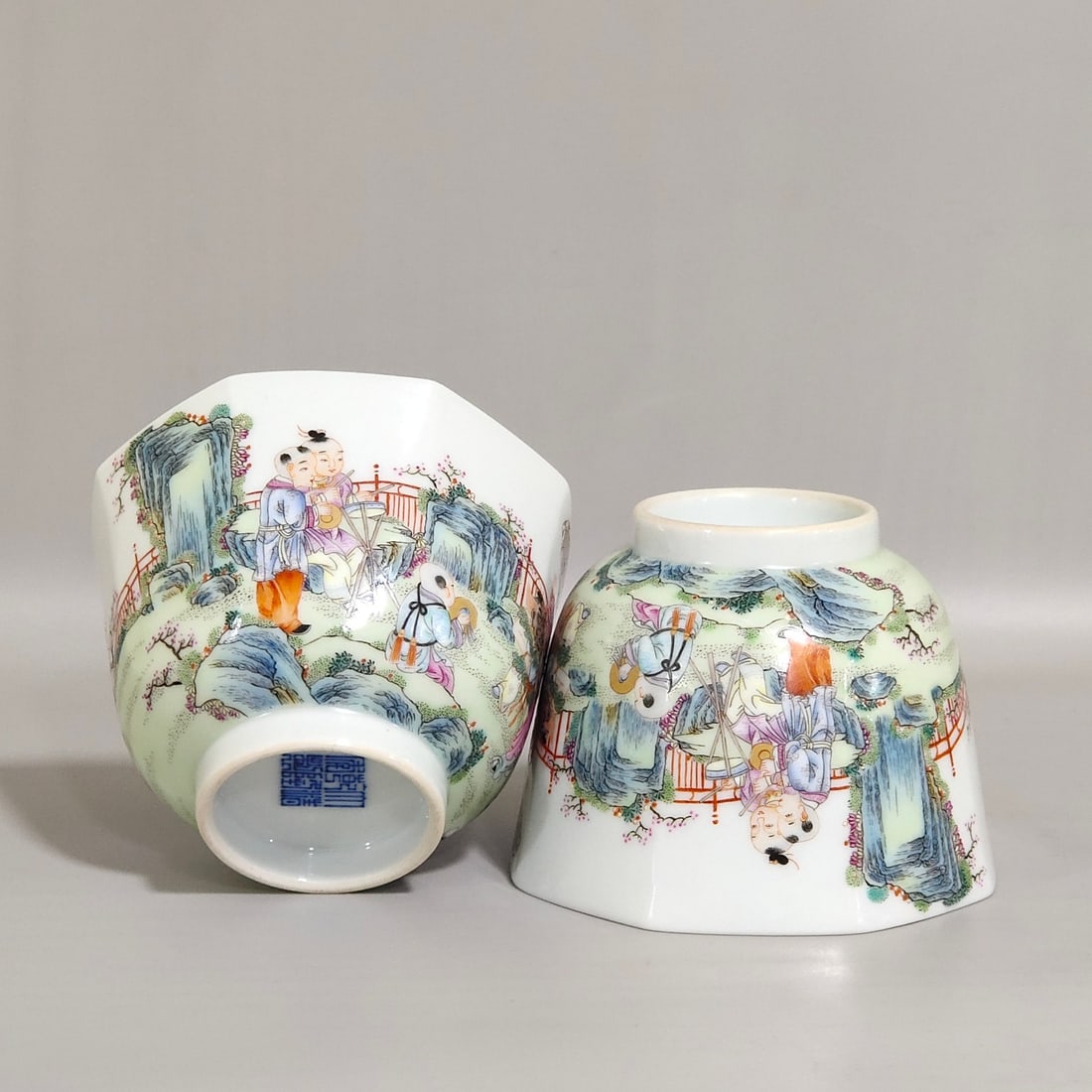 An Exquisite Chinese Infant Playing Cup: Size: Width 8.8 cm - Height 6.3 cm Materials: Porcelain Dynasty: Qing dynasty Inscription: Qianlong Mark Object: cup