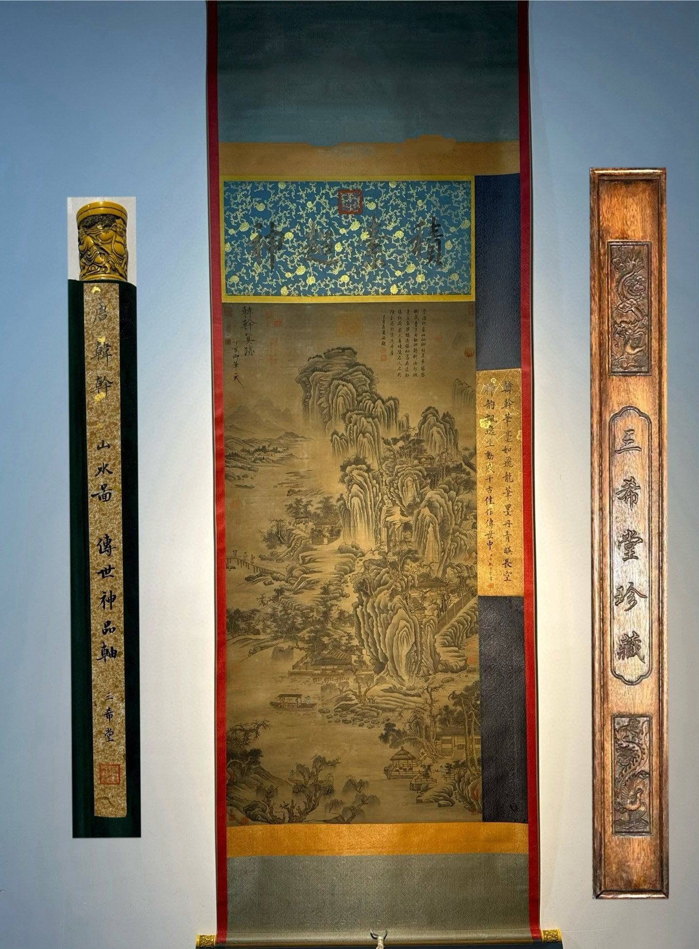 Chinese scroll painting Han Gan: Size: Height 190 cm - Width 76 cm Materials: Silk and Paper Dynasty: Tang Dynasty Inscription: Han Gan Object: Scroll Han Gan, an outstanding painter of the Tang Dynasty, is collecting a masterpiece o