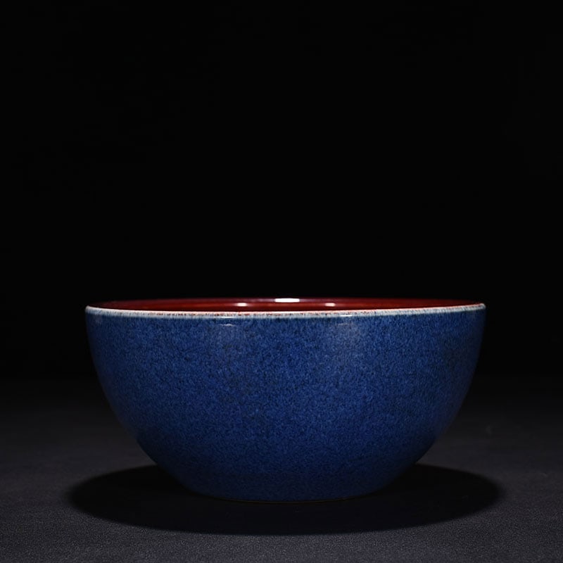 An Exquisite Chinese blue glaze ruby ??red brush washer: Size: Height 9 cm - Widthh 20 cm Materials: Porcelain Dynasty: Ming Dynasty Attribution: Xuande Mark Object: washer