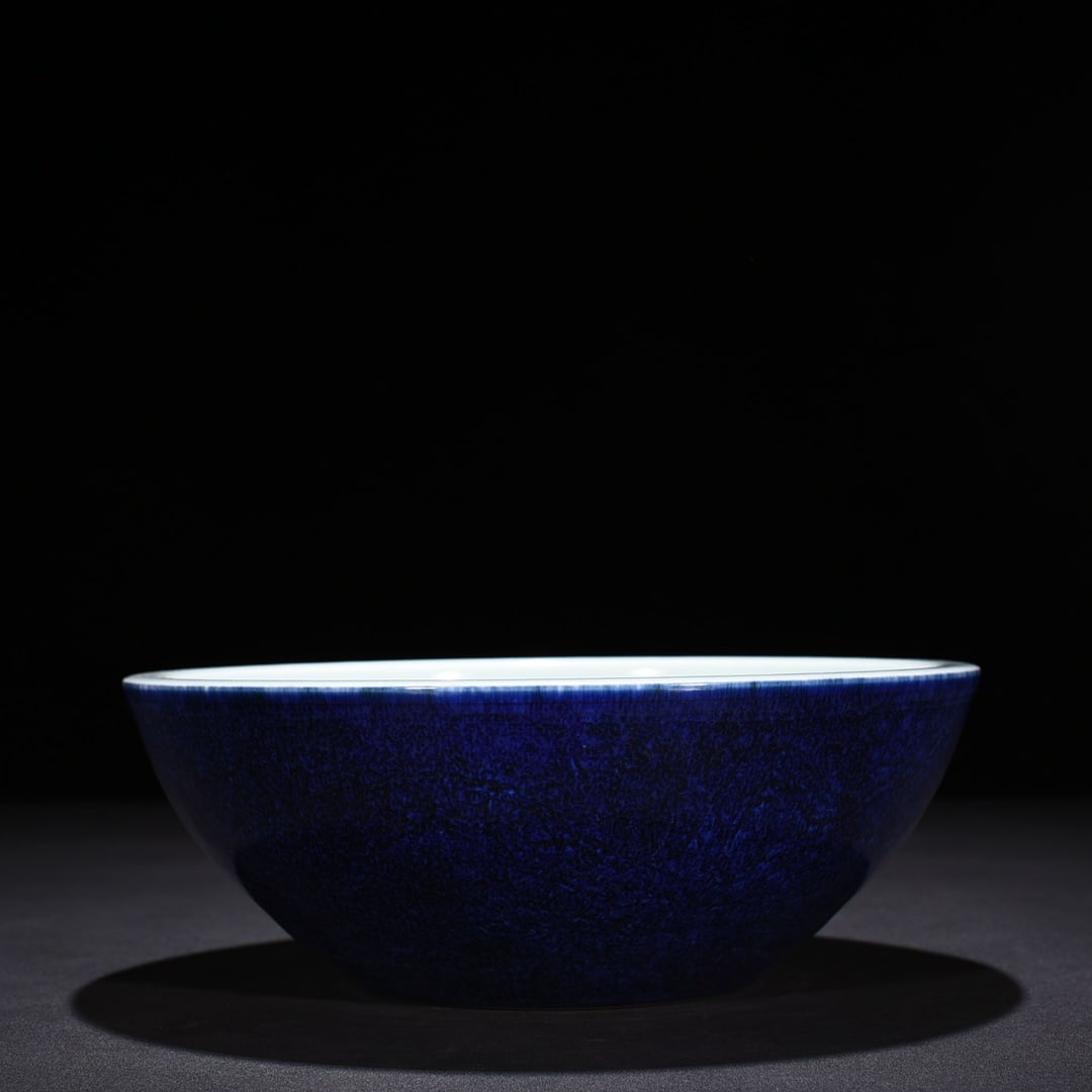 An Exquisite Chinese blue glaze bowl: Size: Height 10 cm - Widthh 26 cm Materials: Porcelain Dynasty: Ming Dynasty Attribution: Xuande Mark Object: bowl