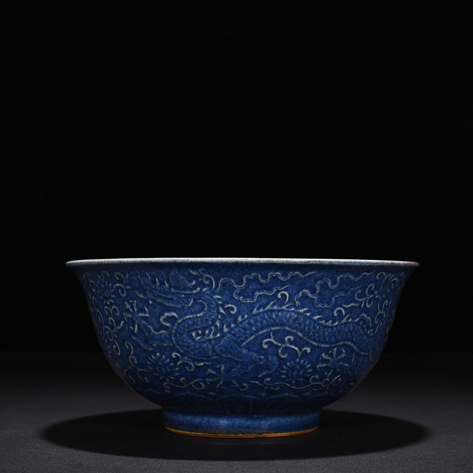 An Exquisite Chinese blue glaze red carved bowl: Size: Height 10 cm - Widthh 22 cm Materials: Porcelain Dynasty: Ming Dynasty Attribution: Xuande Mark Object: bowl