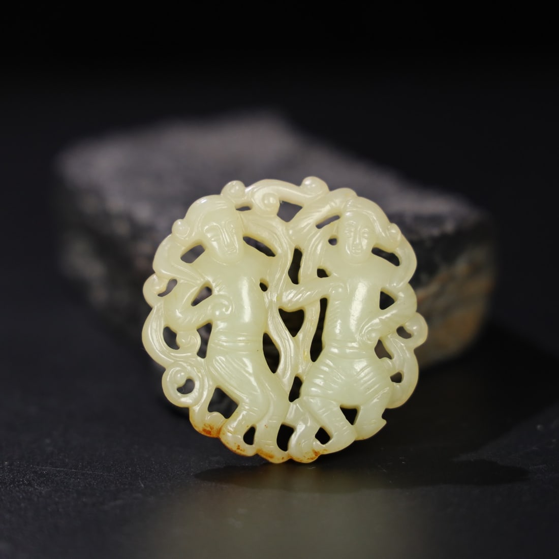 An Exquisite Chinese Natural Jade Carved Pendant: Size: Width 5 cm - Height 1.1 cm Materials: Jade Dynasty: Qing dynasty Attribution: Qianlong Period Object: Pendant