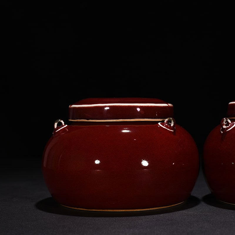 An Exquisite Chinese red glazed ruby lid jar - 2