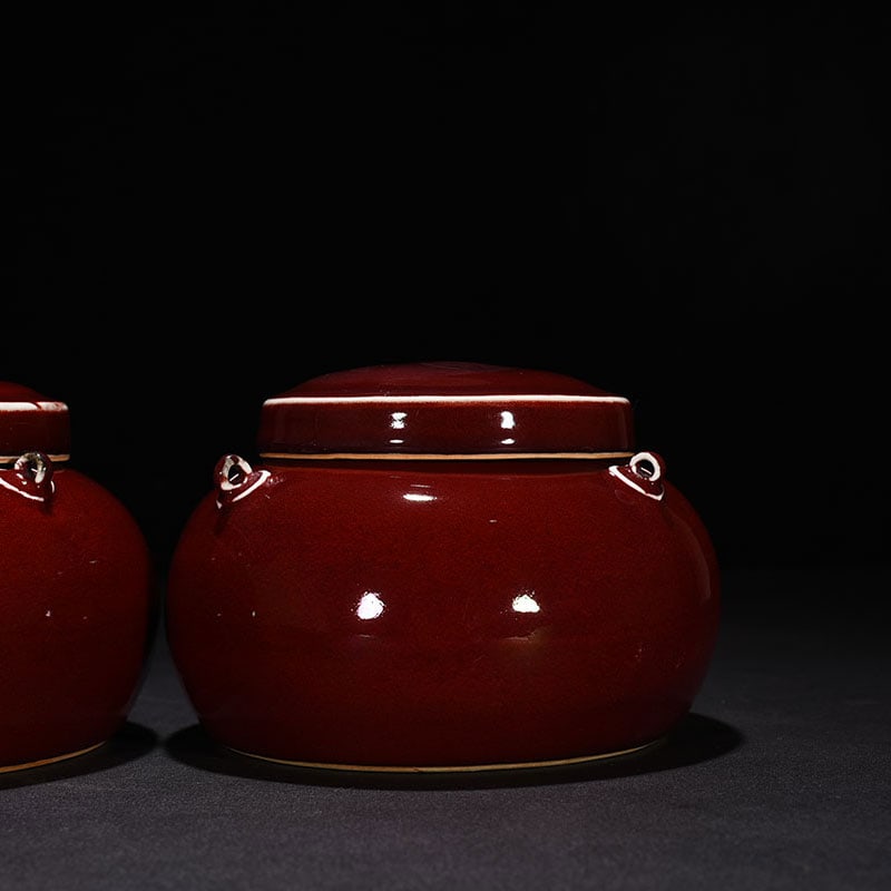 An Exquisite Chinese red glazed ruby lid jar - 3