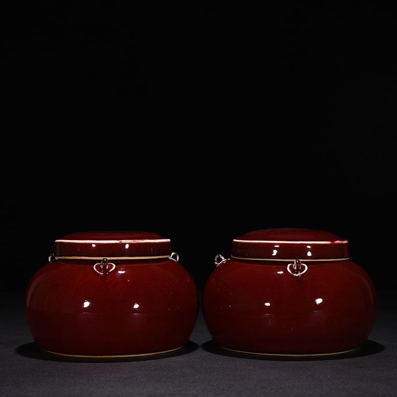 An Exquisite Chinese red glazed ruby lid jar - 4