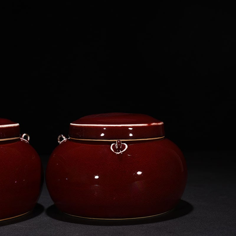 An Exquisite Chinese red glazed ruby lid jar - 5