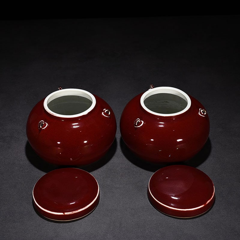 An Exquisite Chinese red glazed ruby lid jar - 7