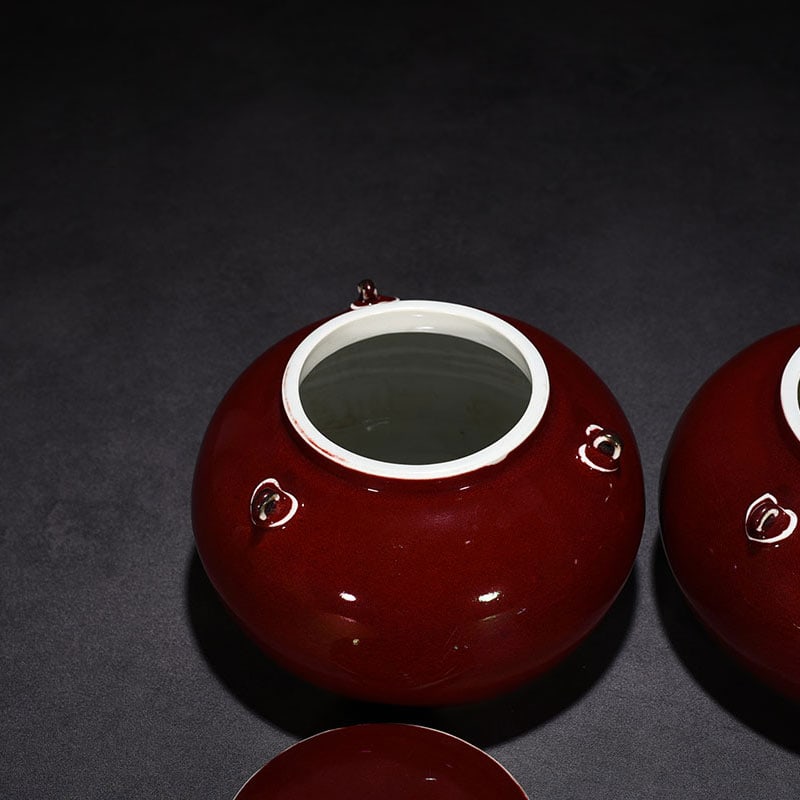 An Exquisite Chinese red glazed ruby lid jar - 8