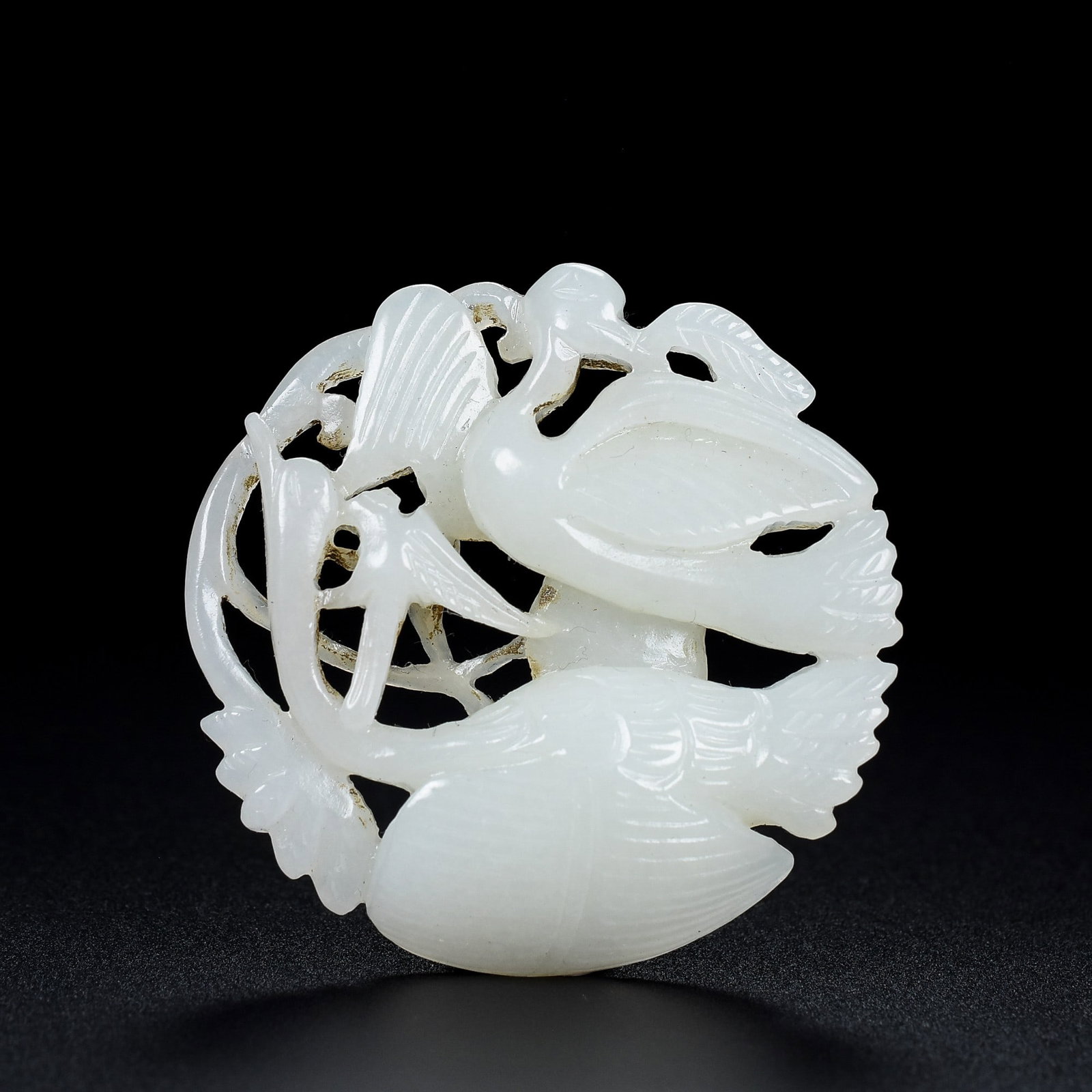 An Exquisite Chinese Natural Jade Carved Pendant: Size: Width 5.6 cm - Height 1.3 cm Materials: Jade Dynasty: Qing dynasty Attribution: Qianlong Period Object: Pendant