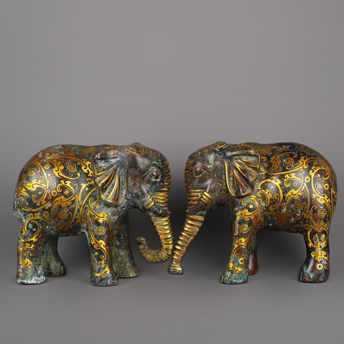 An Exquisite Chinese Pair of Bronze Elephants (1 of 9)