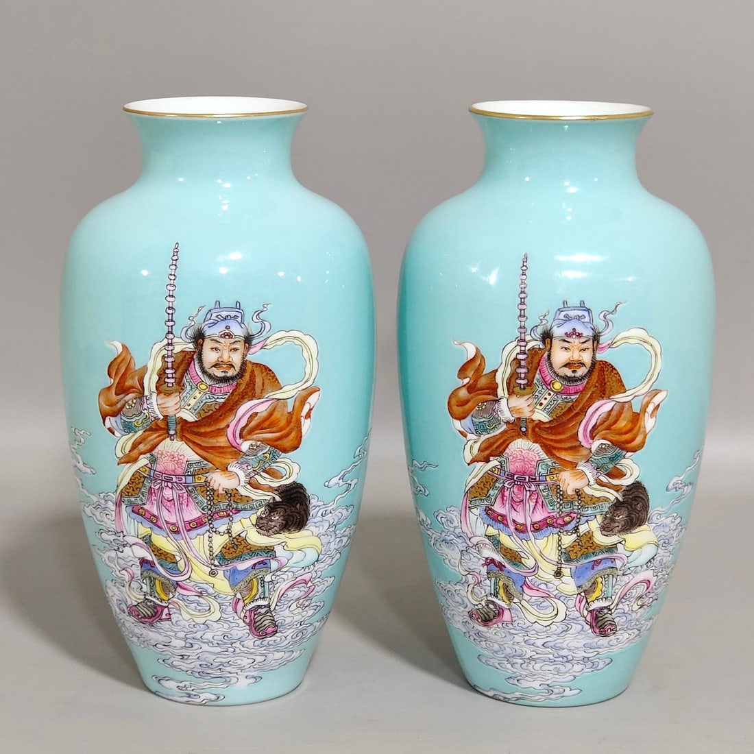 An Exquisite Chinese turquoise green thin vase with characters: Size: Height 13.2 cm - Width 7.5 cm Materials: Porcelain Dynasty: Qing dynasty Inscription: Qianlong Mark Object: vase
