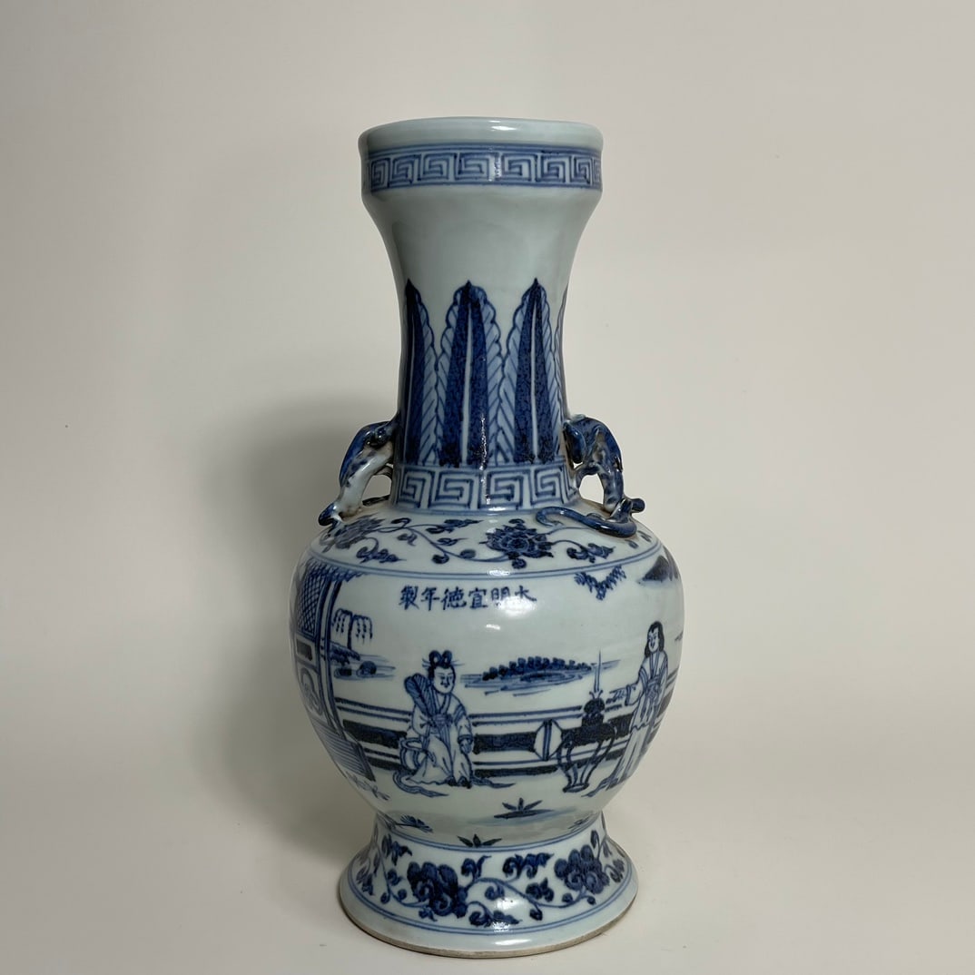 An Exquisite Chinese blue and white figure vase (1 of 9)