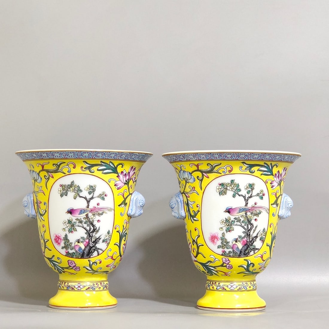 An Exquisite Chinese lemon yellow window flowerAnd bird goblet (1 of 9)
