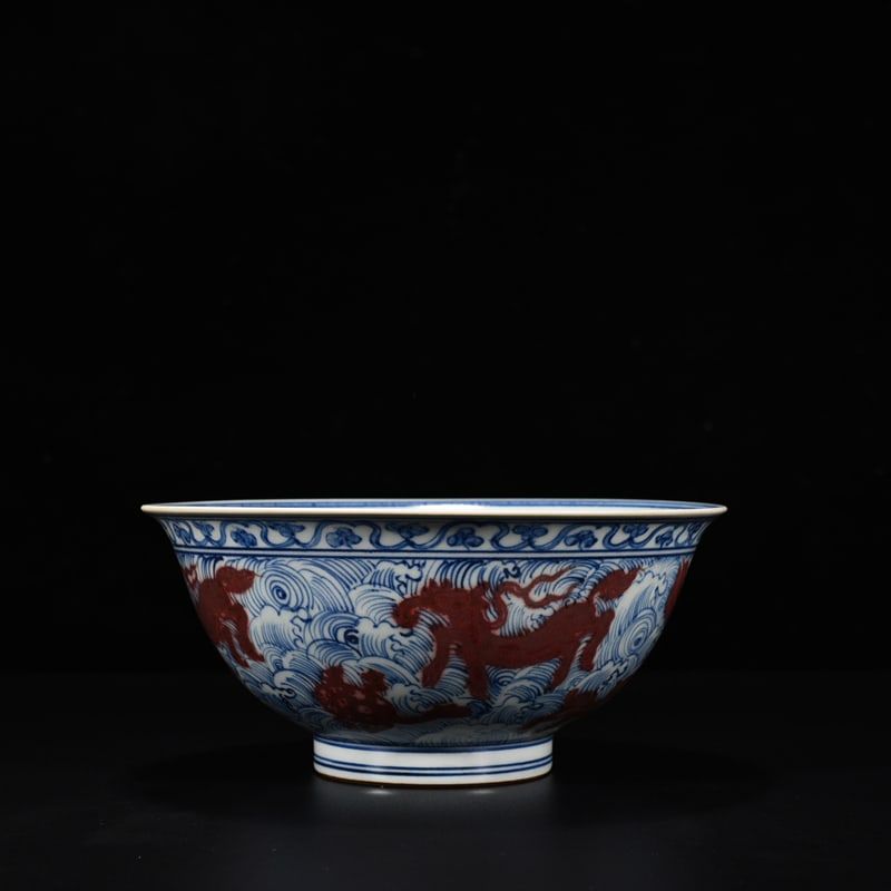 An Exquisite Chinese blue and white underglaze red bowl: Size: Height 10 cm - Widthh 21 cm Materials: Porcelain Dynasty: Ming dynasty Attribution: Xuande Object: bowl