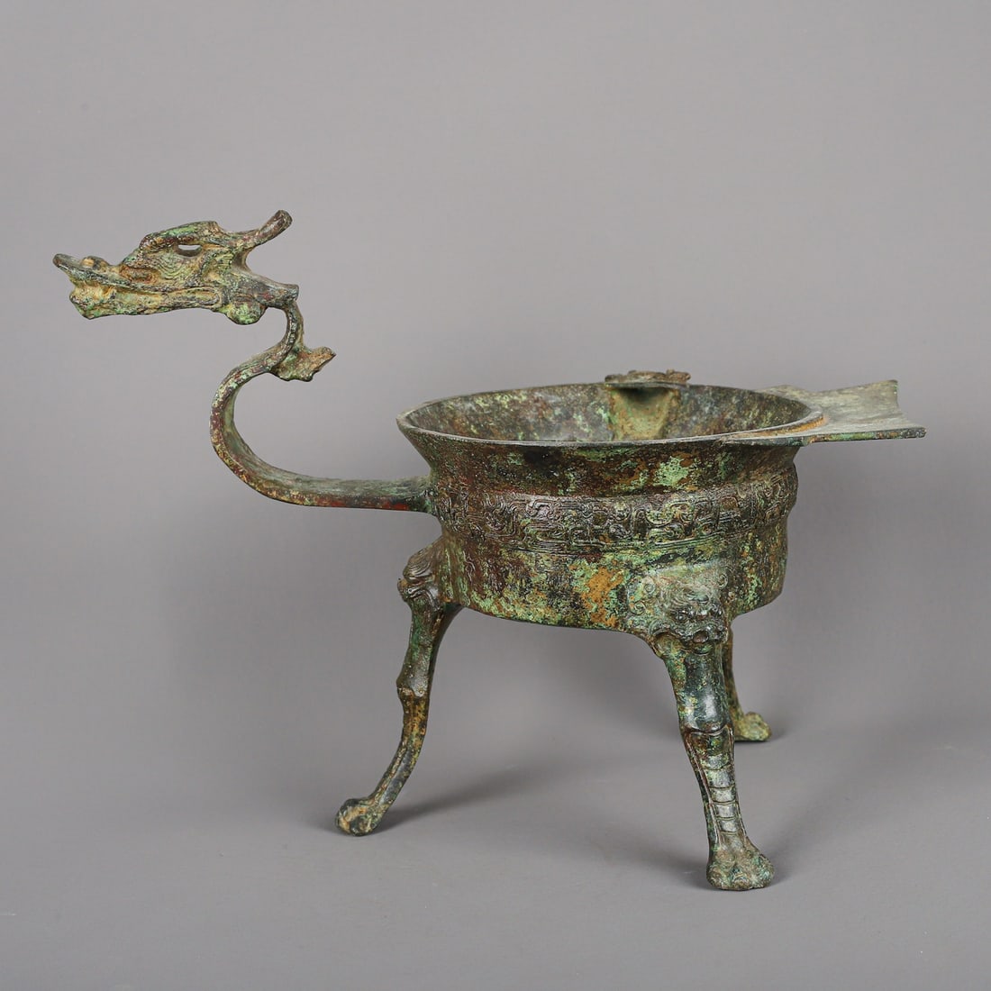 An Exquisite Chinese Bronze faucet vessel: Size: Height 23 cm - Width 30 cm Materials: Bronze Dynasty: Han dynasty Attribution: 1st to 3rd-C Object: Chinese Antiques