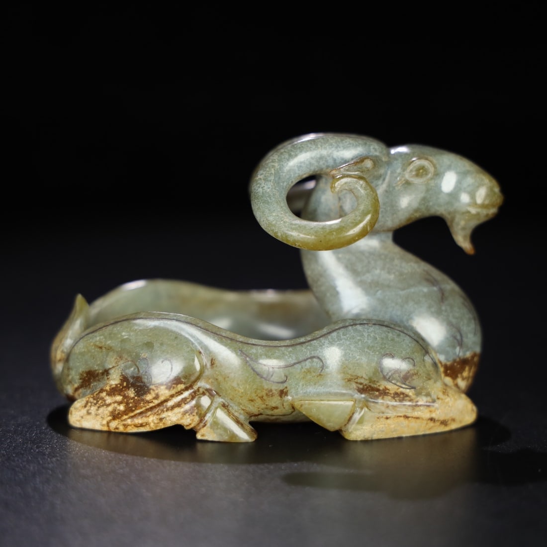 Chinese Natural Jade Carved Sheep Brush Washer: Size: Width 10.6 cm - Height 7 cm Materials: Jade Dynasty: Qing dynasty Attribution: Qianlong Period Object: Sheep Brush Washer