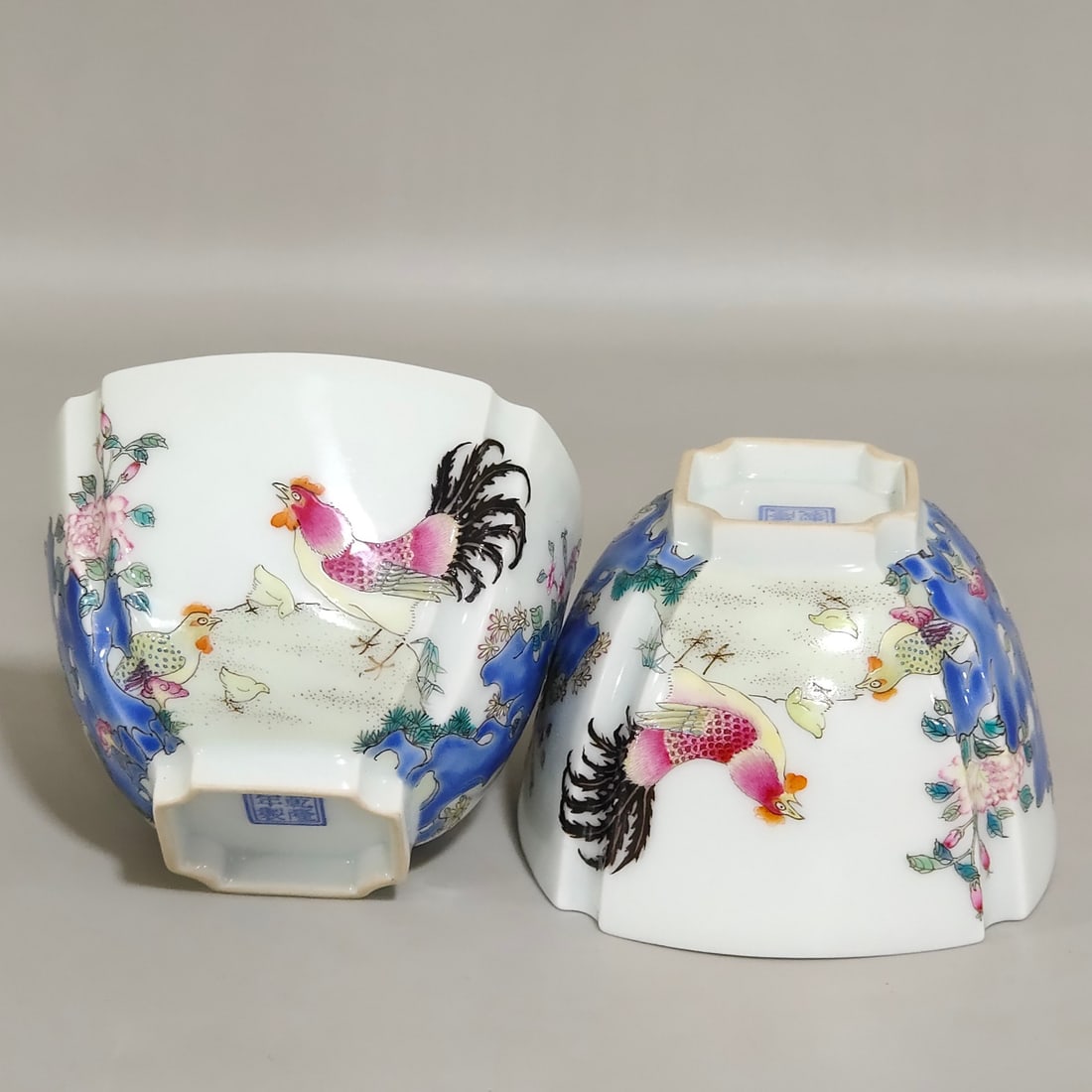 An Exquisite Chinese enamel square cup with great fortune: Size: Width 8 cm - Height 5.6 cm Materials: Porcelain Dynasty: Qing dynasty Inscription: Qianlong Mark Object: cup